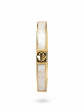 Nwt kate spade Gold-Tone Bangle with Mother-of-Pearl Inlay and Heart Motif